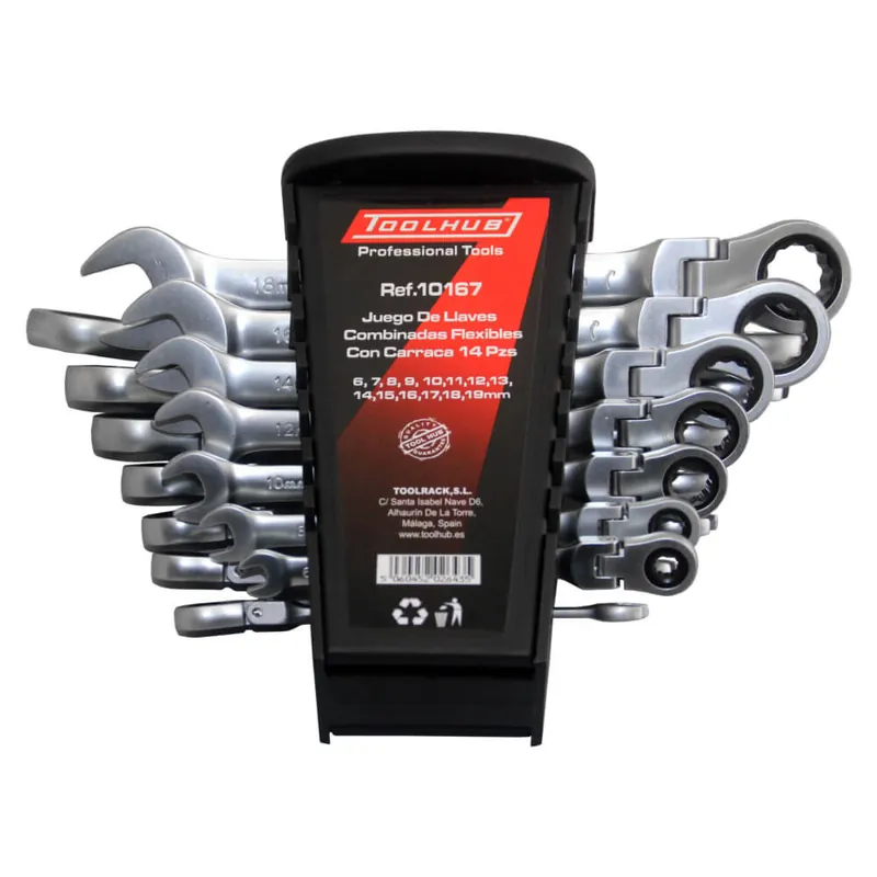 JUEGO LLAVES COMBINADAS CON CARRACA TOOLHUB 10167 Últimas Unidades