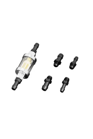 FILTRO DE GASOLINA TRANSPARENTE Y CROMO CON ADAPTADORES Gran Oferta