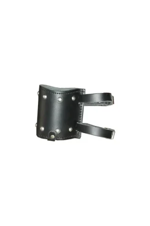 Precio Reducido PORTA LATA DE CUERO NEGRO CON TACHUELAS PARA HORQUILLA