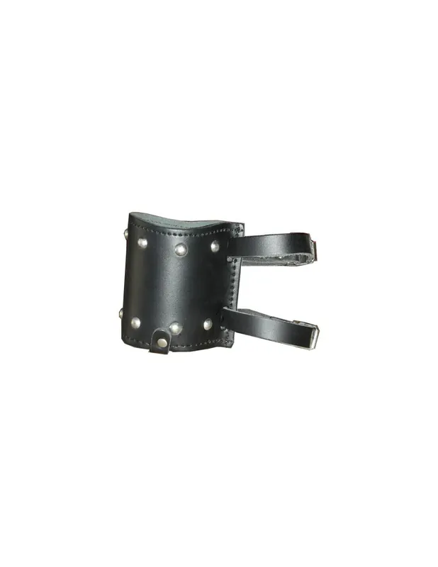 Precio Reducido PORTA LATA DE CUERO NEGRO CON TACHUELAS PARA HORQUILLA