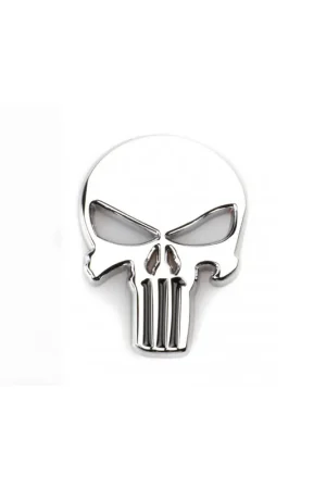 Solo Por Tiempo Limitado EMBLEMA CALAVERA PUNISHER CROMADO 5.5 X 4.5 CM