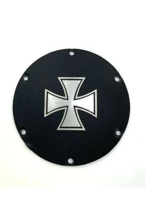 Stock Limitado TAPA DERBY NEGRA RUGOSA CON CRUZ MALTA GRABADA SPORTSTER XL 04-U