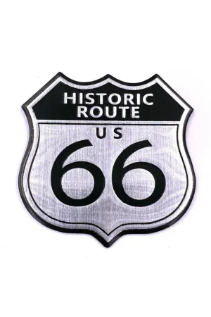 EMBLEMA ADHESIVO DE ALUMINIO ROUTE 66 7 X 6 CM Favorito De Clientes