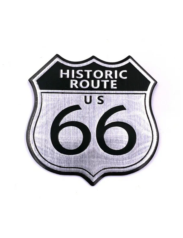 EMBLEMA ADHESIVO DE ALUMINIO ROUTE 66 7 X 6 CM Favorito De Clientes